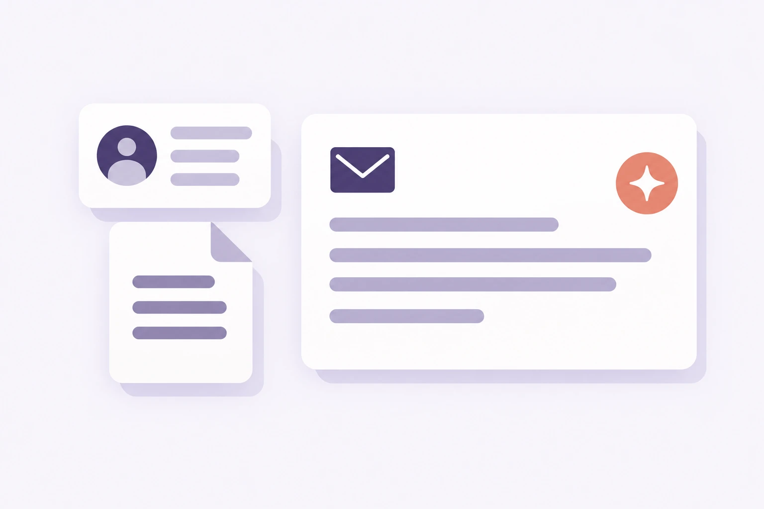 A customer record and policy sheet supporting an email draft