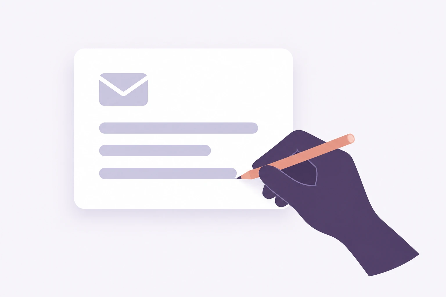 A hand checking an email draft with a pencil