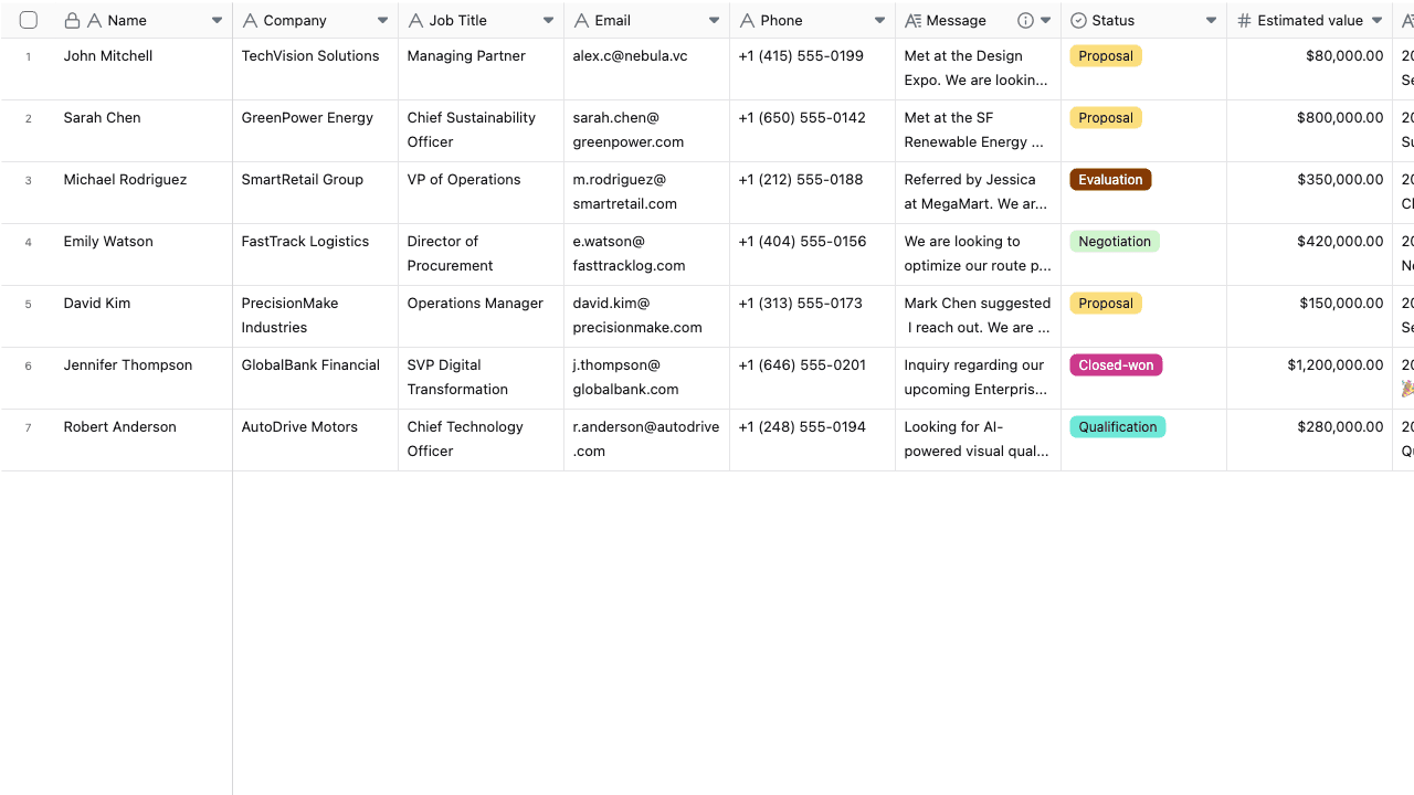 Teable 无代码业务应用中的客户 CRM 数据