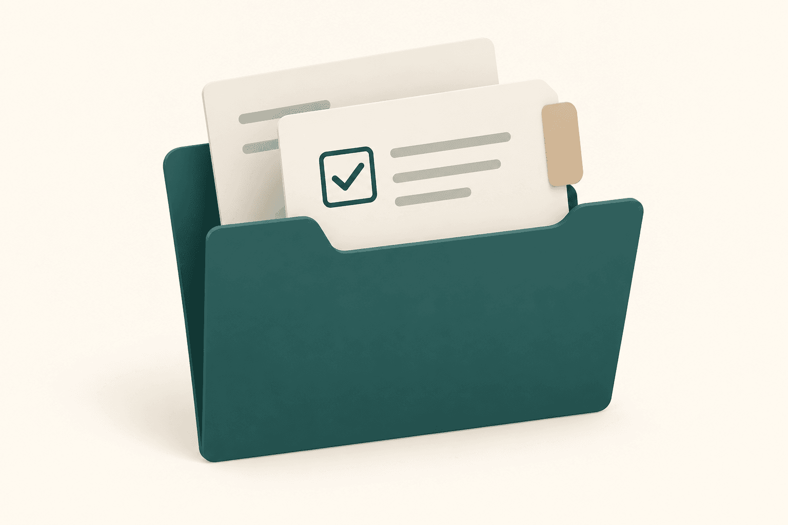 Documenti del fornitore ordinati accanto a una checklist
