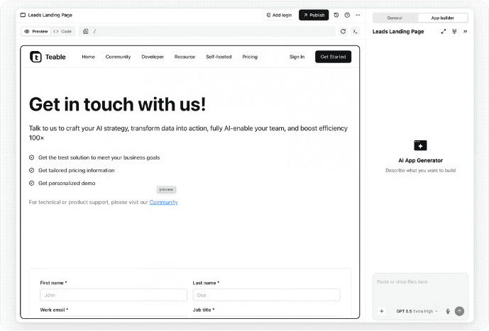 Teable App Builder-Editor in der offiziellen Dokumentation