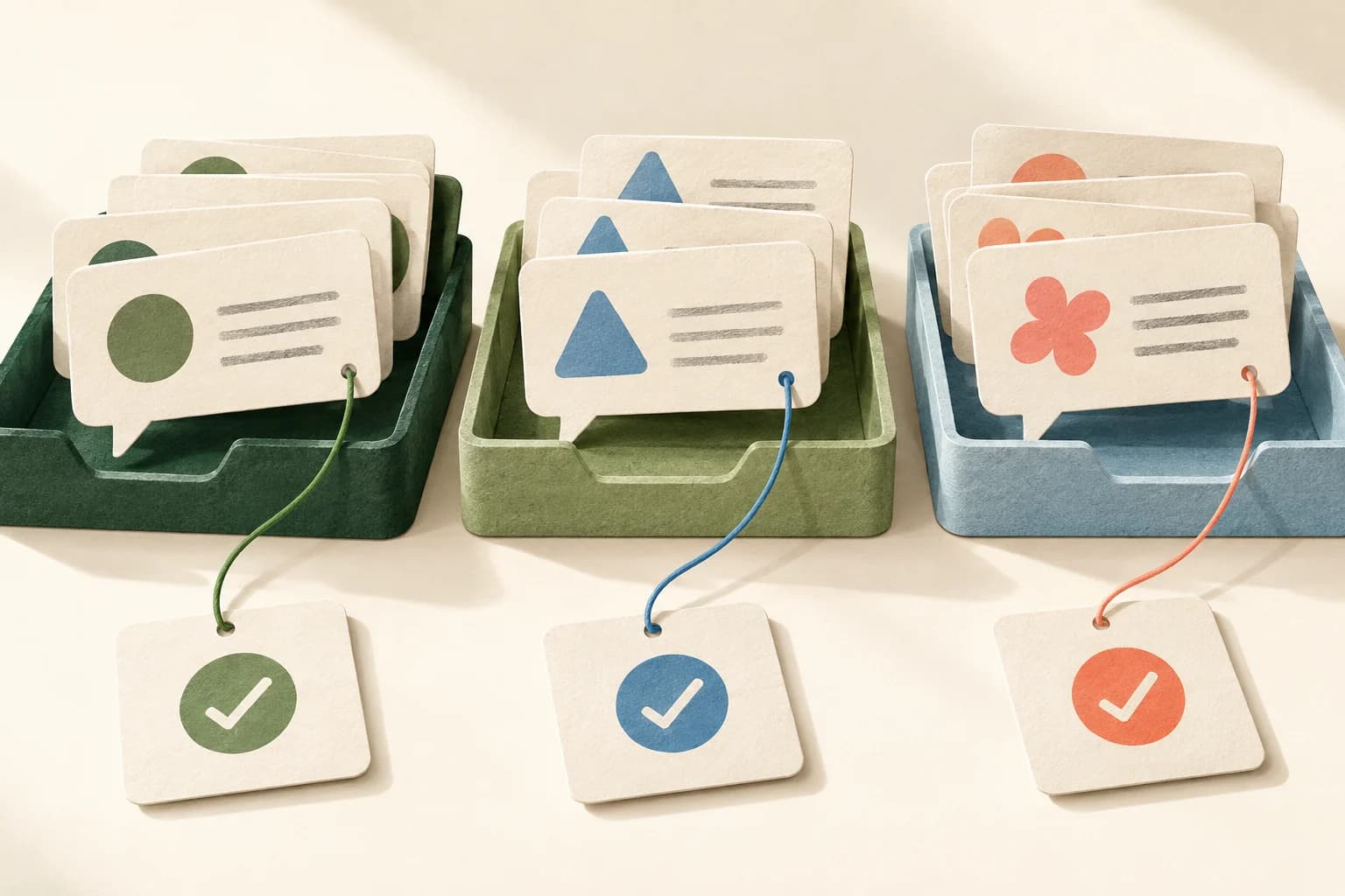 Schede di feedback ordinate per tema e collegate a un’attività
